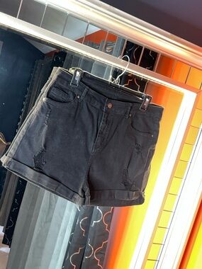 🏁 NEW Distressed Black Denim Festival Shorts • Size 2X (Fits XL)